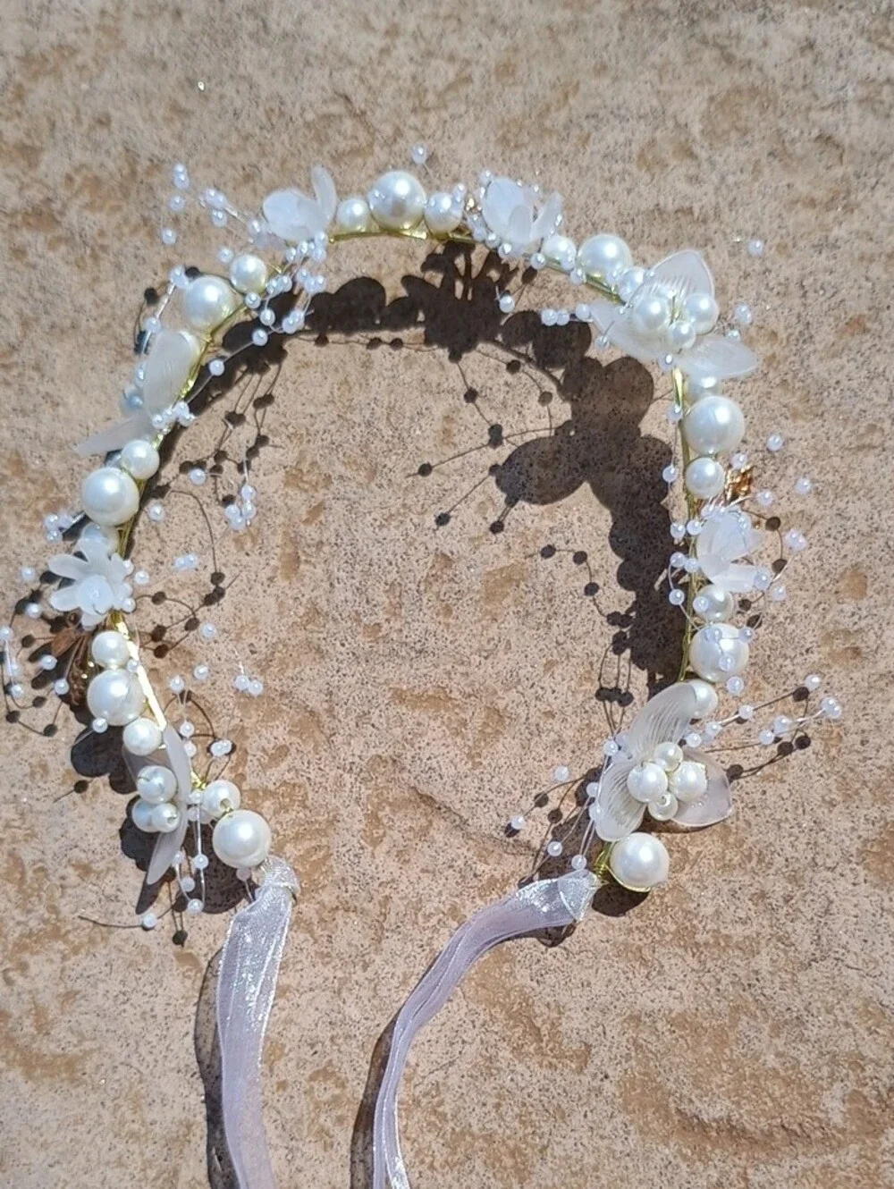 Pearl Floral Ribbon Forest Fairy Fairycore Fantasy Headpiece